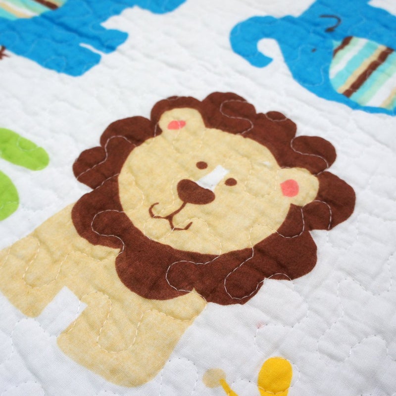 Abreeze Cute Lion Nursery Bed Blanket - Elephant Giraffe Coverlet Quilt Bedspread Throw for Boys - Cotton Crib Comforter Soft Toddler Blanket 43" X 51" - Image 3